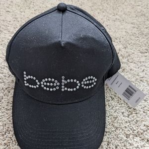 Bebe NWT Rhinestone Women's Black Baseball Cap/Hat OS